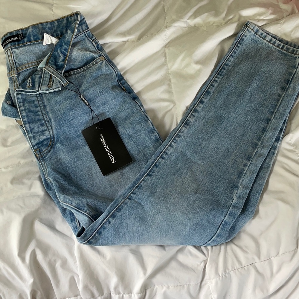 Pretty Little Thing Straight Leg Jeans, Foldover